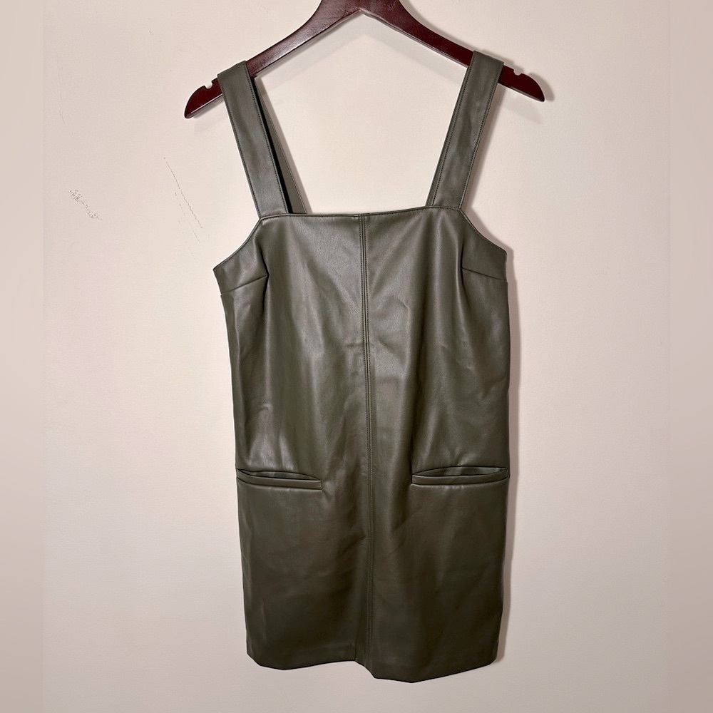 Abercrombie & Fitch Green Vegan Leather Shift Mini Dress- Size Small